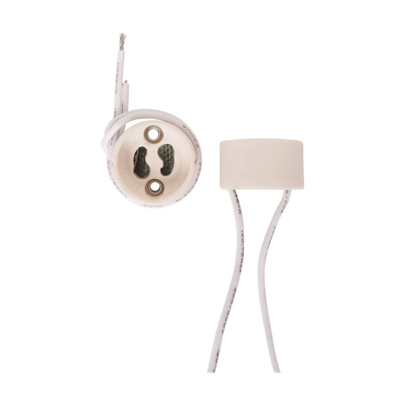 Portalámparas blanco de porcelana con casquillo gu10 y cable