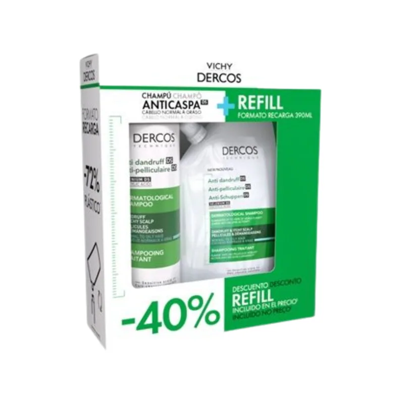 Dercos Duplo Champú Caspa Ds Grasa 2x390ml