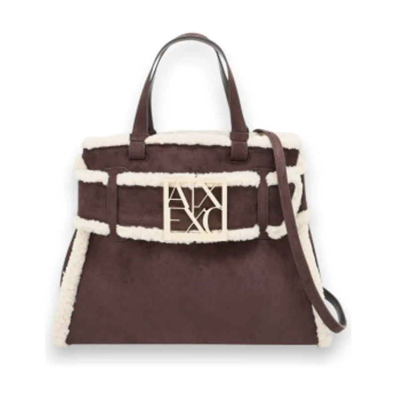 Bolso shopper de ante con ribete borreguito XW000285AF26995M6027