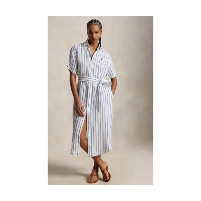 Vestido de lino Striped 211965843501