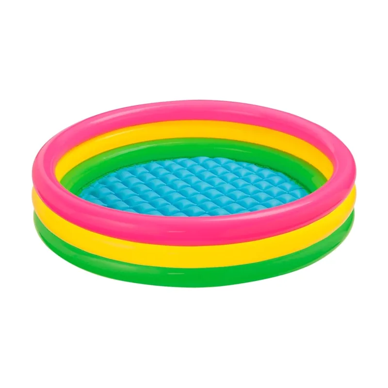 Piscina Hinchable 3 Aros con Suelo Acolchado 114 x 25 cm