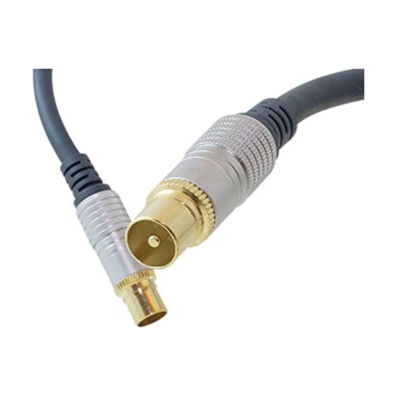 Home Cinema Antena Cable de conexión Metal Cromado Cable coaxial Macho a bisagras cromadas Metal coaxial Hembra