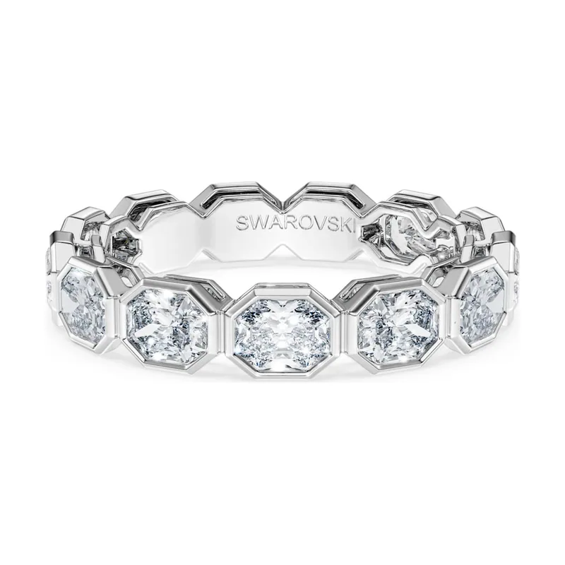 Anillo de banda Octagon, Diamantes creados en laboratorio (peso total de 2,6 quilates), Forma Octagon, Oro blanco de 18 quilates