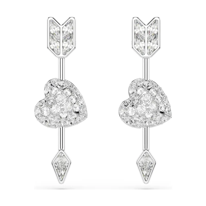 Pendientes Idyllia, Tallas mixtas, Corazón con flecha, Baño de rodio