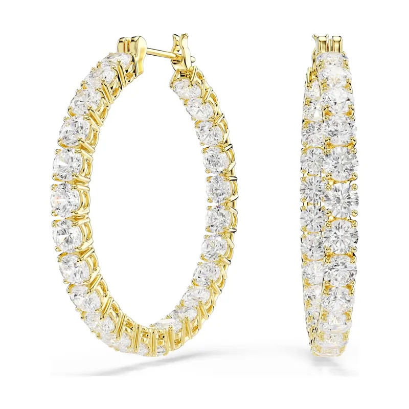Pendientes de aro Matrix, Talla redonda, Acabado en oro de 18 quilates