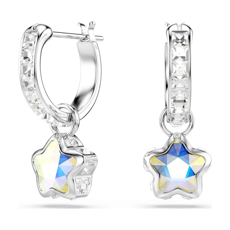 Pendientes Chroma, Tallas mixtas, Estrella, Blancos, Baño de rodio