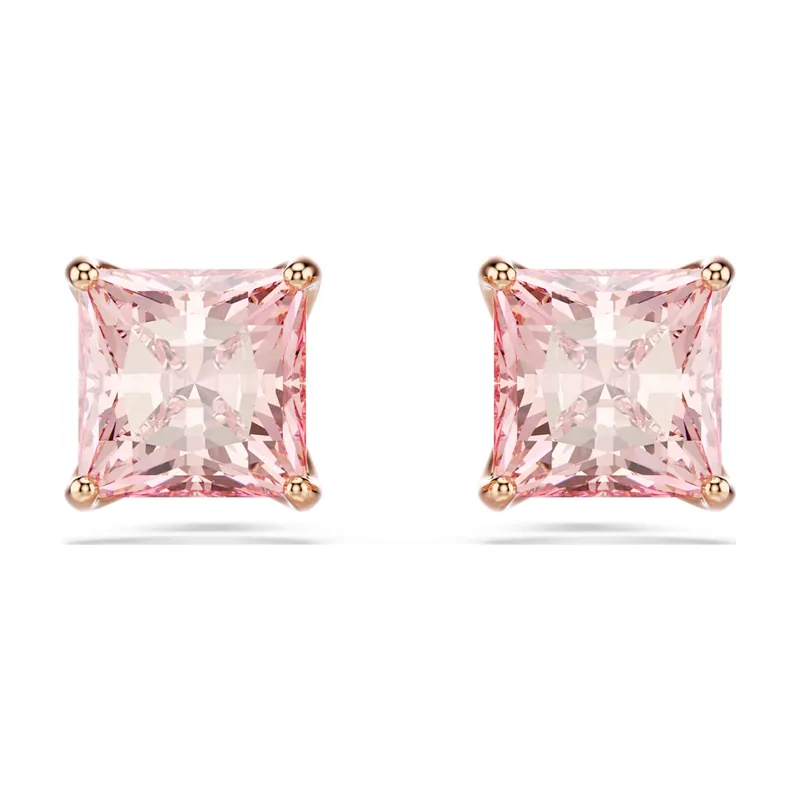 Pendientes de botón Stilla, Talla cuadrada, Acabado en oro rosa de 18 quilates