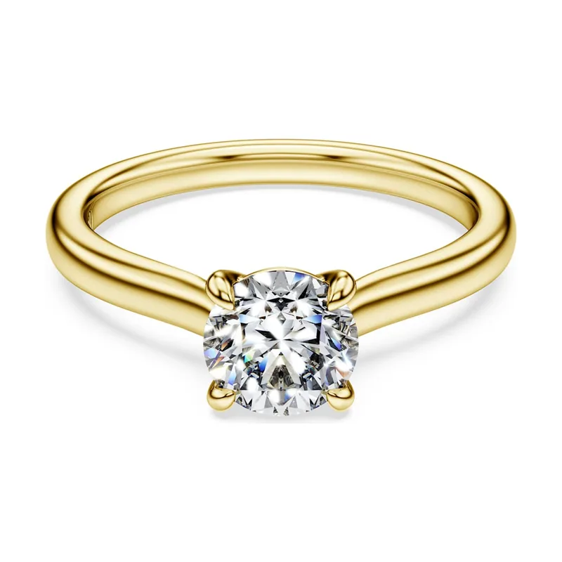 Anillo solitario Eternity, Diamantes creados en laboratorio (peso total de 1,0 quilates), Forma redonda, Oro amarillo de 18 quilates