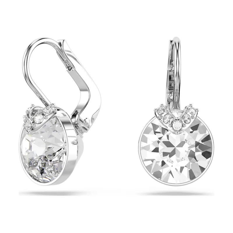 Pendientes Bella V, Talla redonda, Baño de rodio