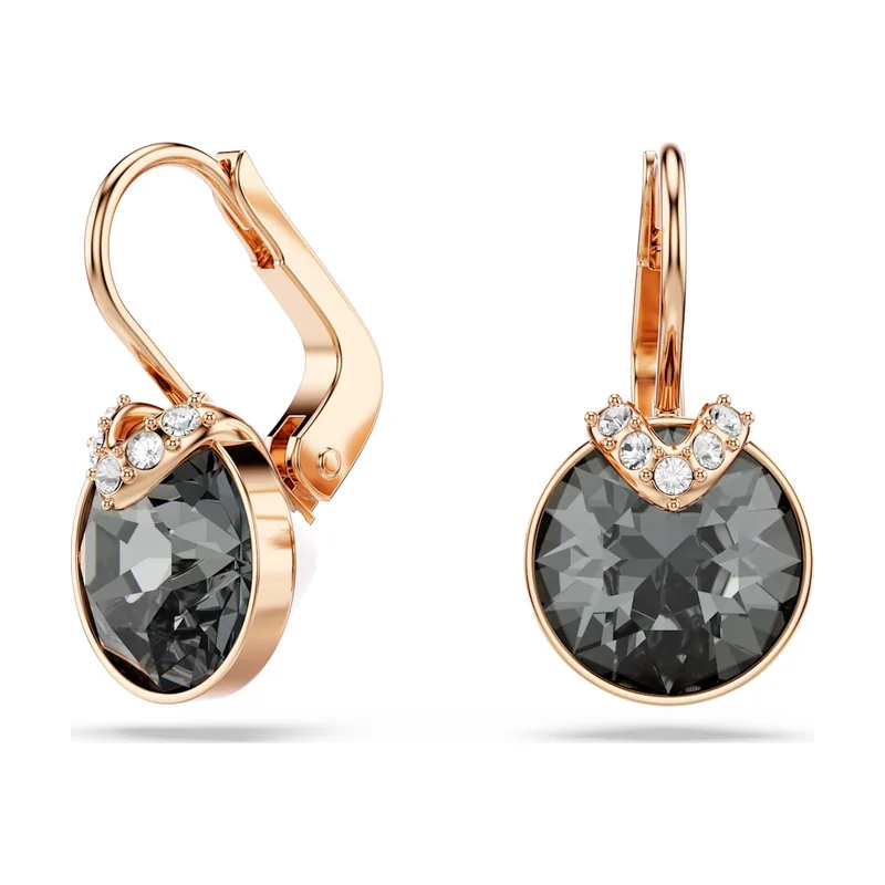 Pendientes Bella V, Talla redonda, Acabado en oro rosa de 18 quilates