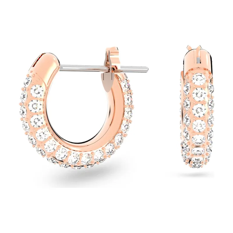 Pendientes de aro Dextera, Pavé, Pequeños, Acabado en oro rosa de 18 quilates