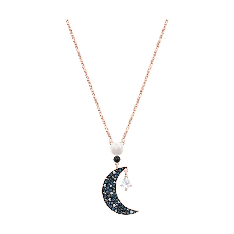 Colgante Symbolica, Luna y estrella, Multicolor, Acabado en oro rosa de 18 quilates