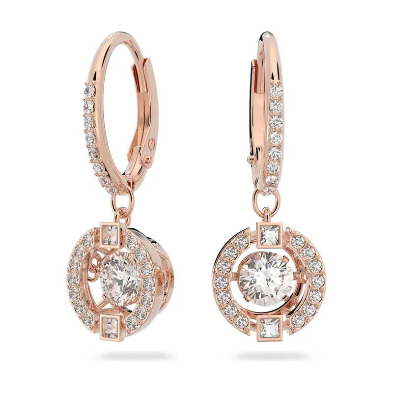 Pendientes Una, Talla redonda, Acabado en oro rosa de 18 quilates