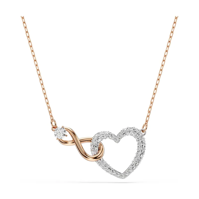 Collar Hyperbola, Infinity y corazón, Blanco, Combinación de acabados metálicos
