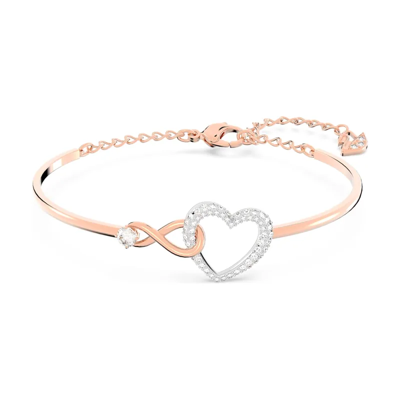 Brazalete Hyperbola, Infinity y corazón, Blanco, Combinación de acabados metálicos