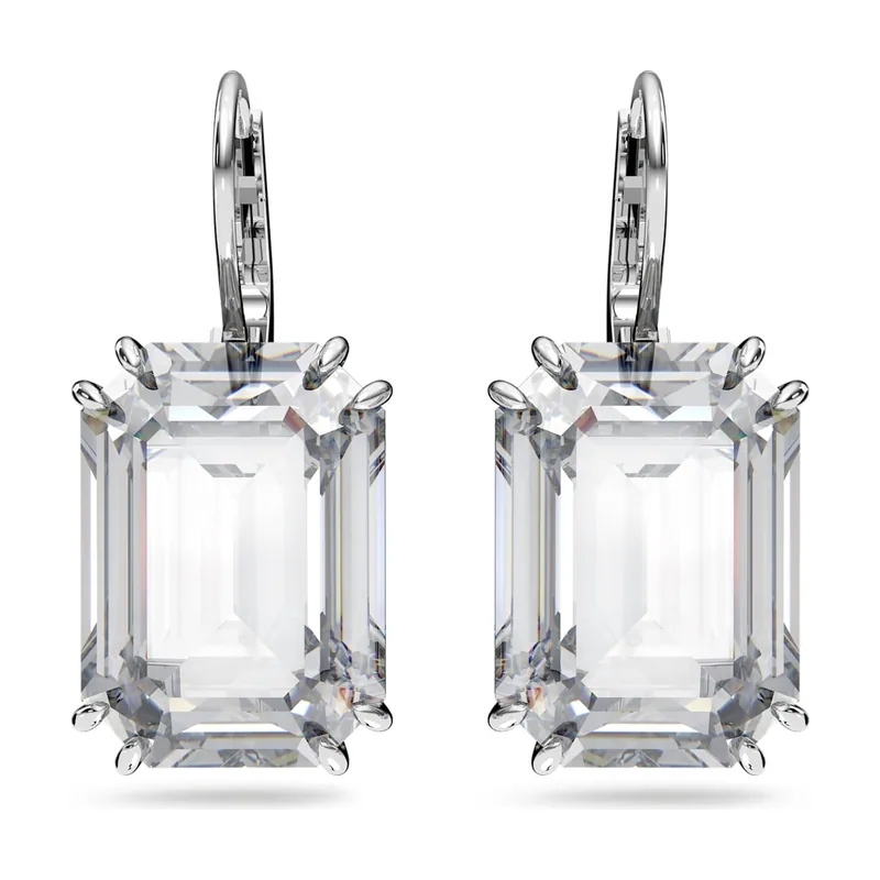 Pendientes Millenia, Talla octogonal, Baño de rodio