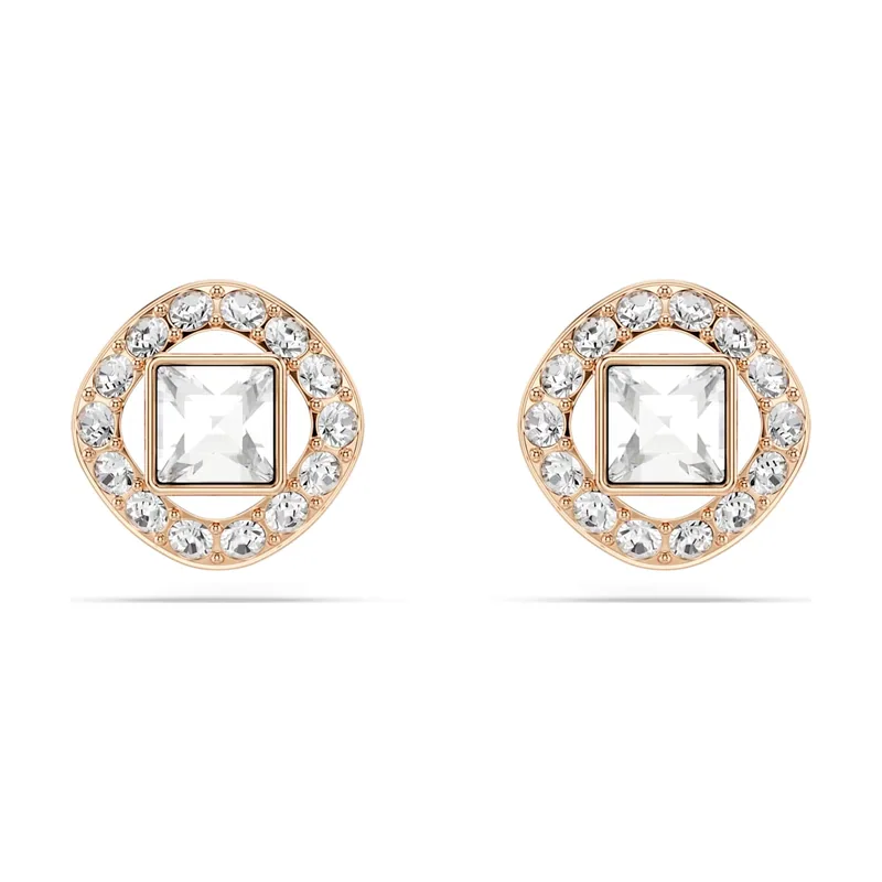 Pendientes de botón Una Angelic, Talla cuadrada, Acabado en oro rosa de 18 quilates