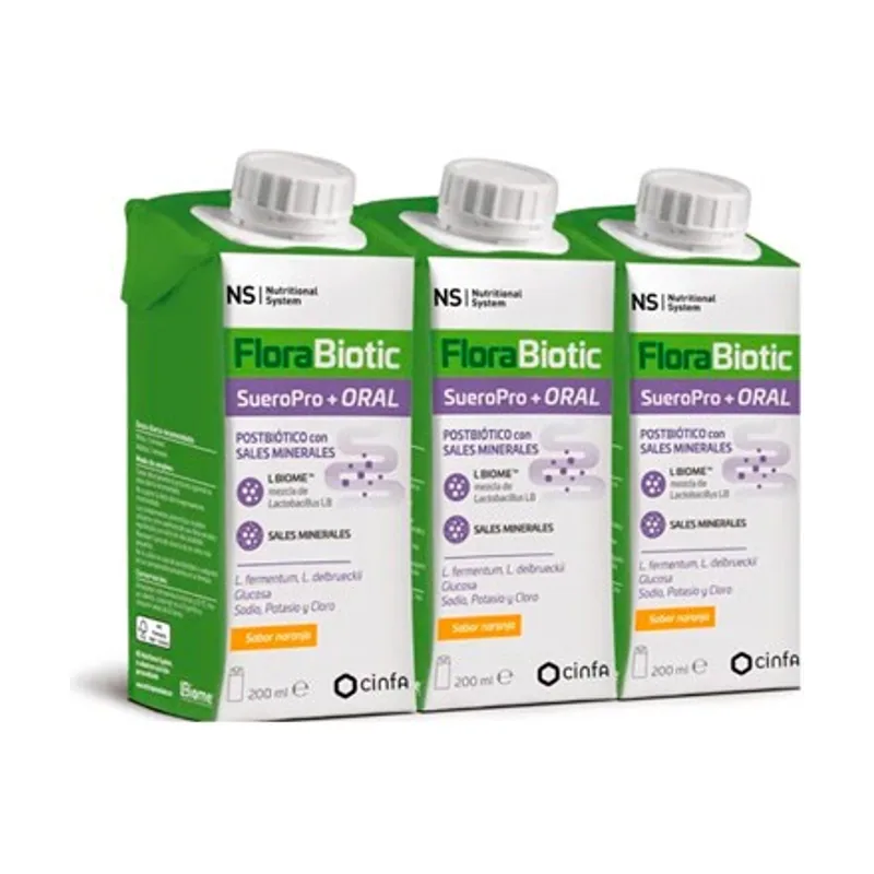 Florabiotic Suero Pro+ Oral Sabor Naranja 3x200ml