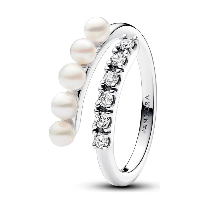 Anillo Abierto Perlas Cultivadas de Agua Dulce y Pavé 193145C01