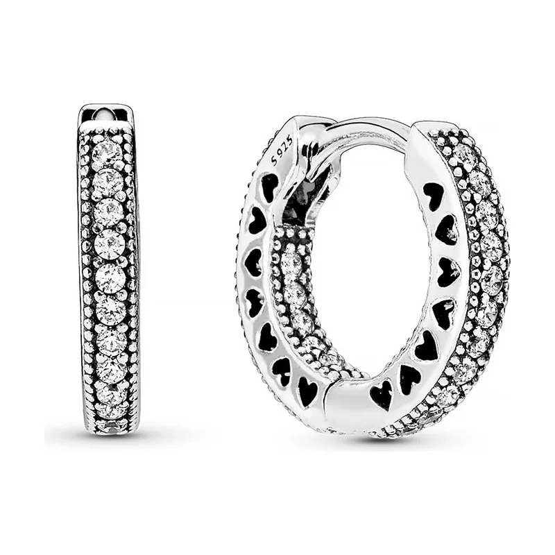 Pendientes Pendientes de aro en plata de ley Corazones de pequeños 296317CZ