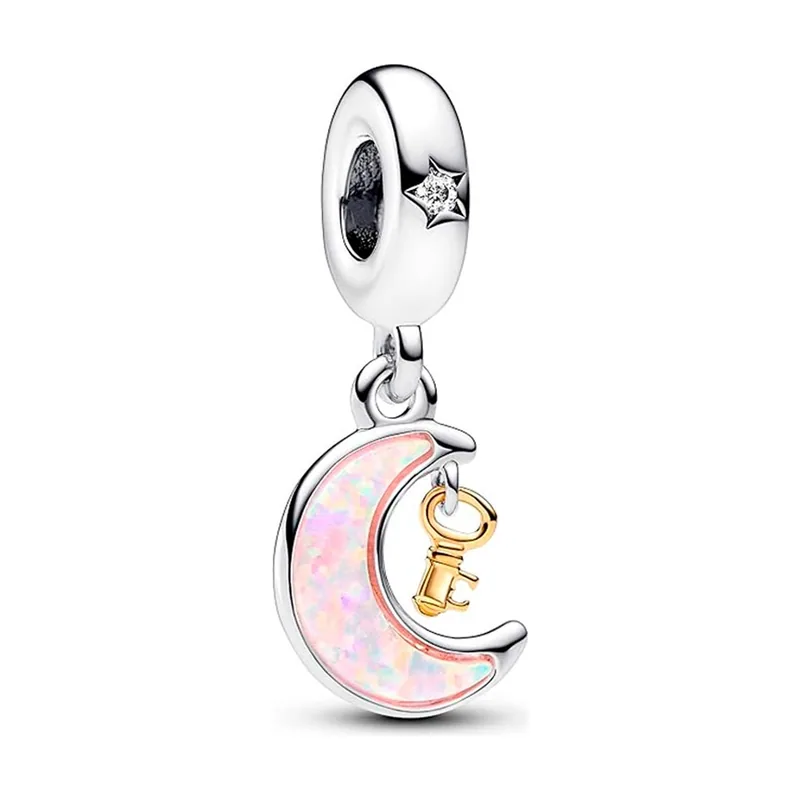 Charm Colgante Luna y Llave en Dos Tonos 762985C01
