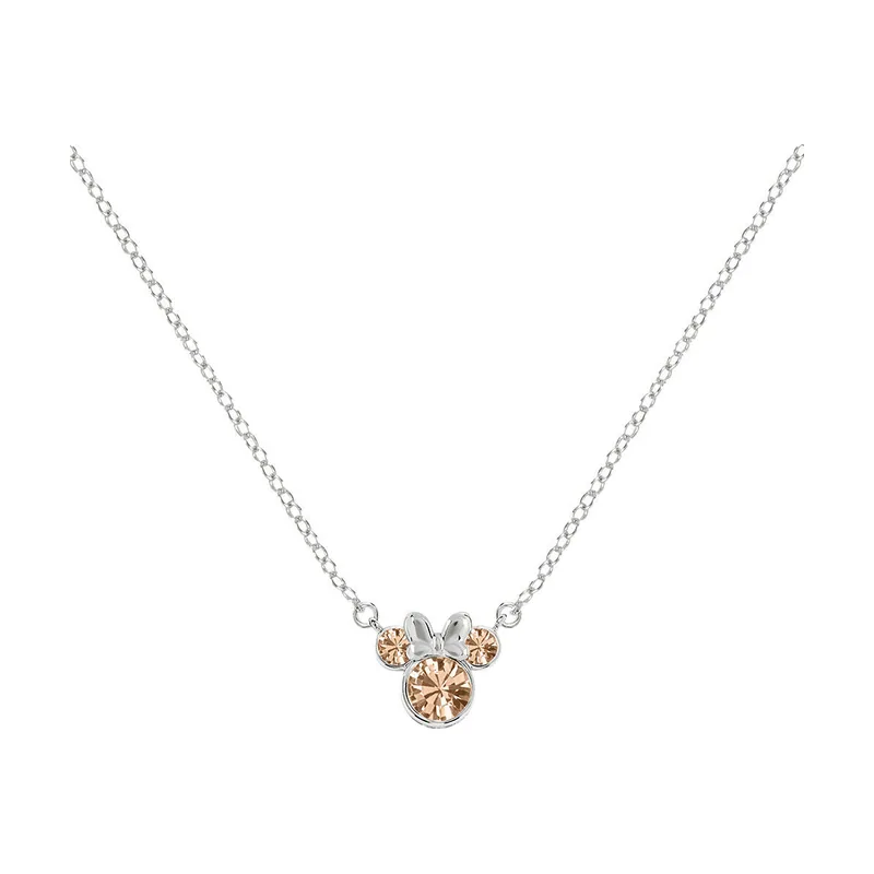 Collar de plata de ley 925 con cristales de Minnie Mouse