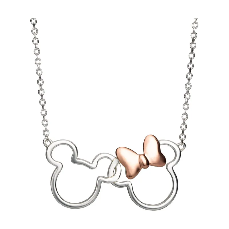Disney Minnie And Mickey Silver & Rose gold Plated Necklace NF00287TL-18