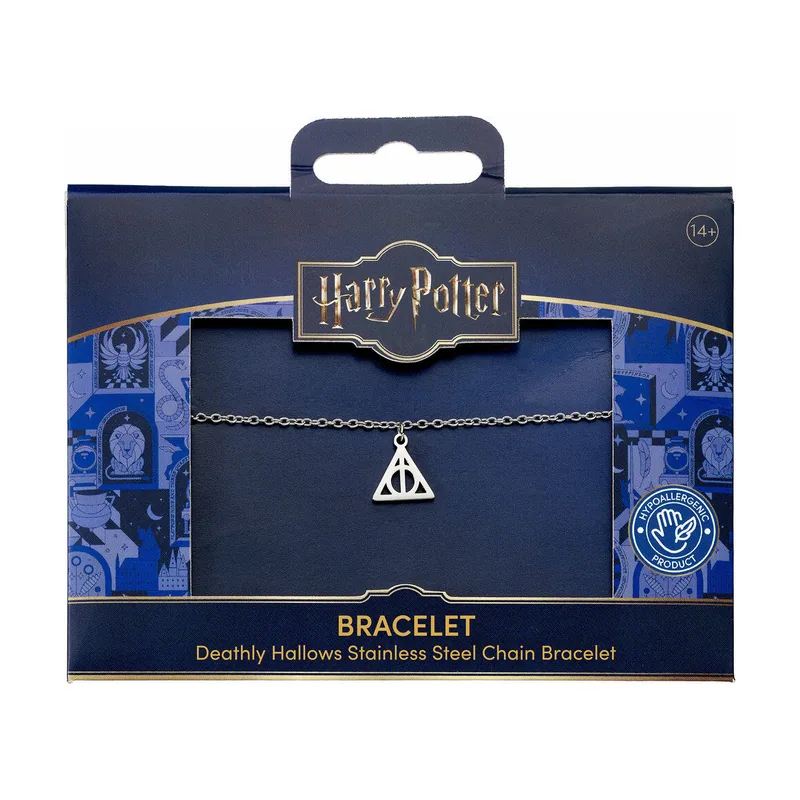 Harry Potter Pulsera de cadena de plata de acero inoxidable de las Reliquias de la Muerte, Acero inoxidable