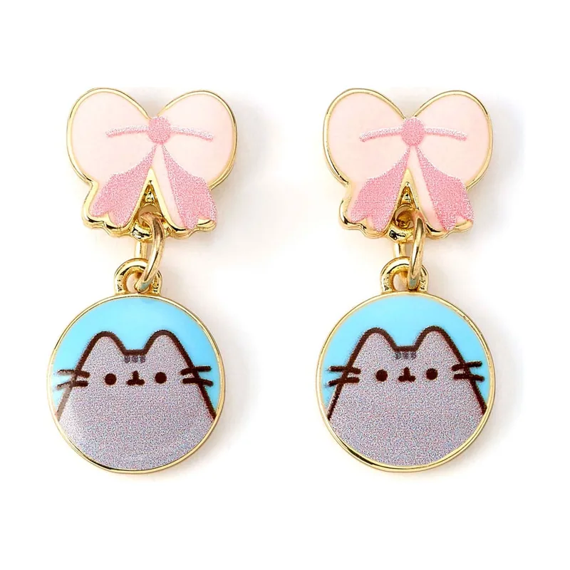 Pusheen pendientes drop pink bows