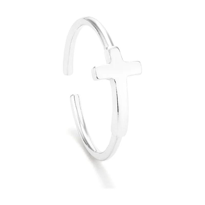Anillo Anel Cruz Prateado Basics RY000092