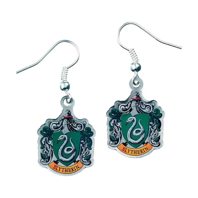 Pendientes con diseño de Harry Potter, producto oficial, con escudo de Slytherin