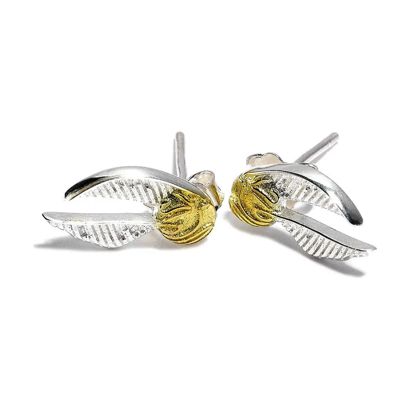 Harry Potter Snitch Dorada Set de Pendientes Plateado Plata De Ley