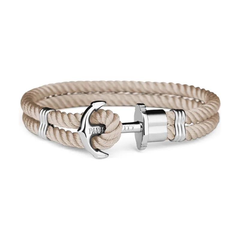 PH-PH-N-S-H-XXXL Bracelet Beige con Plateado Nylon Men and Women Size (XXXL)