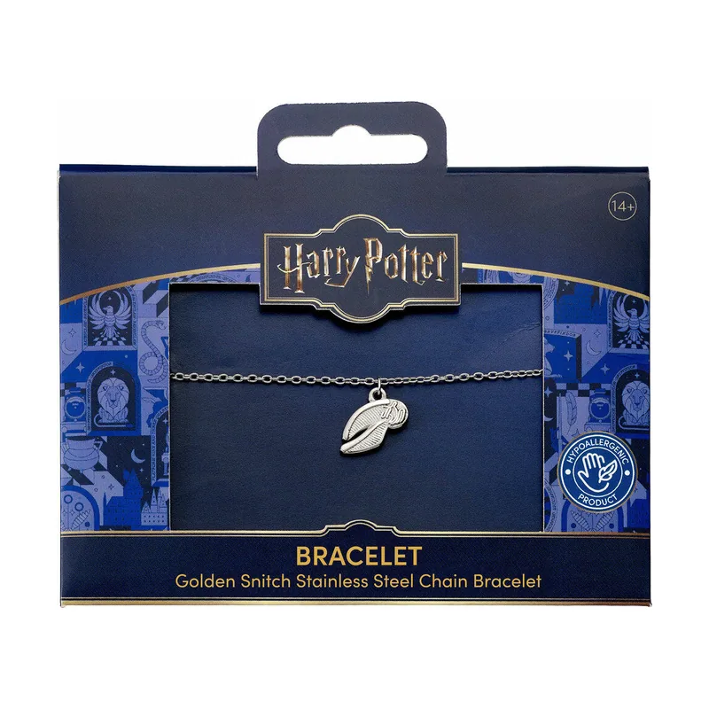Harry Potter Golden Snitch Pulsera de cadena de plata de acero inoxidable