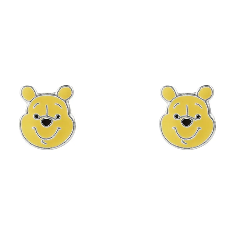 Disney Winnie The Pooh Pendientes de tuerca esmaltados de plata de ley