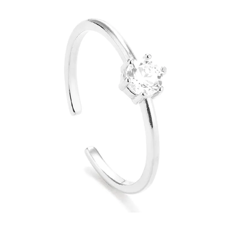 Anillo Anel Solitário Prateado Basics RY000072