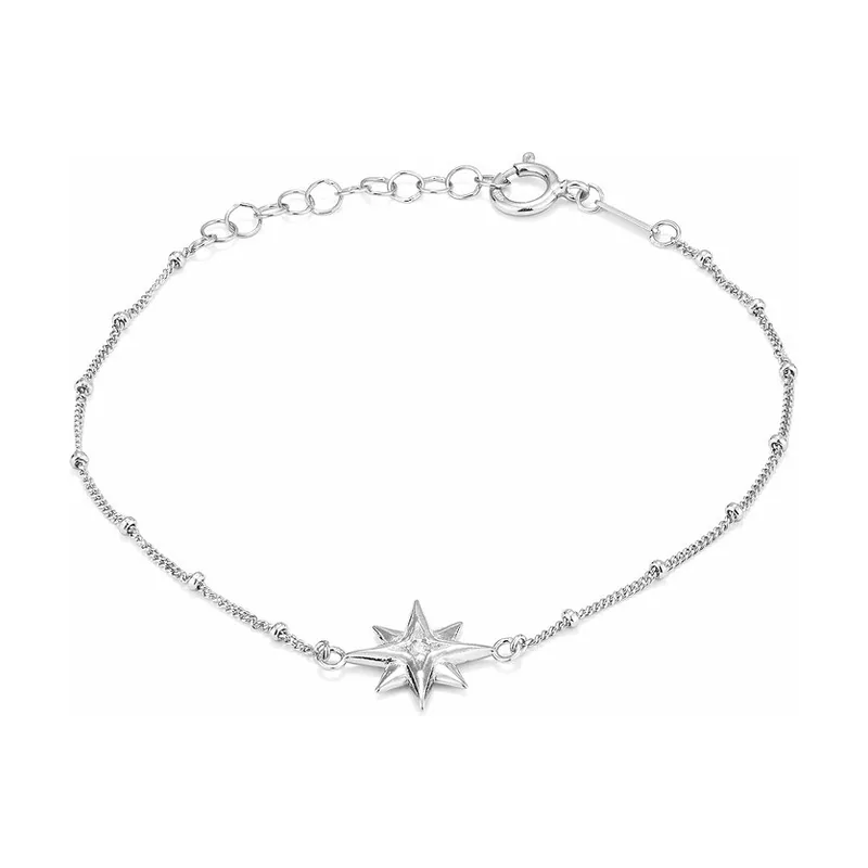 Colección Stars Pulsera de Plata bañado en Oro de 24 Quilates. con Motivo de Estrella Plateada. Diseño Elegante y Moderno RY000039