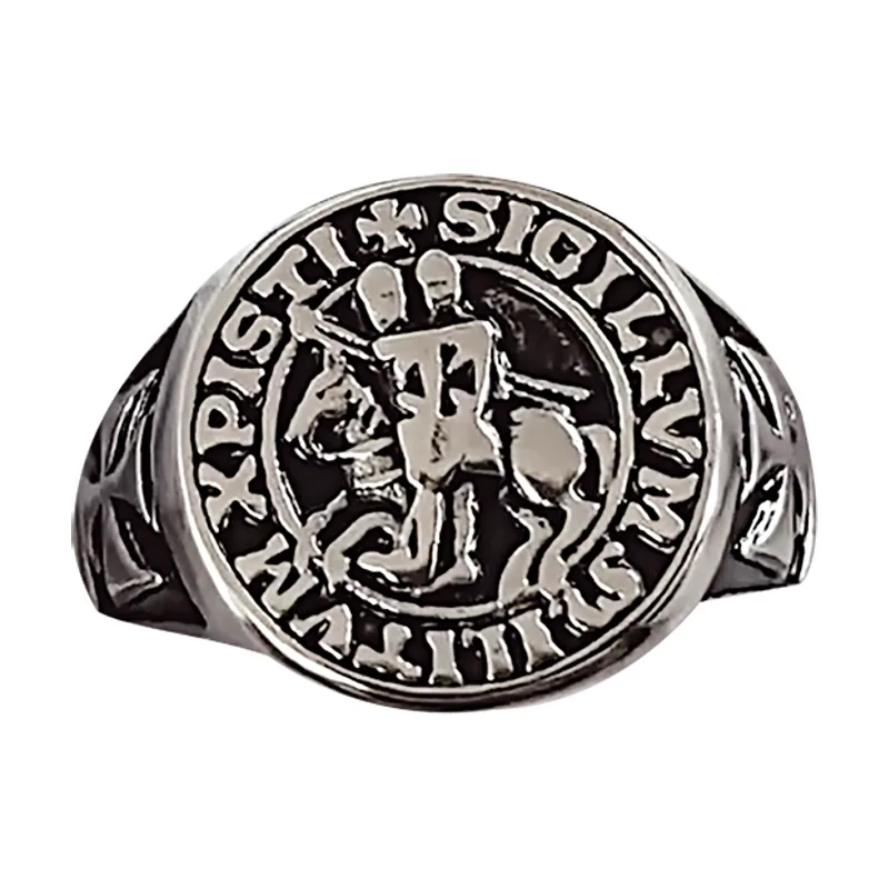 Anillo Acero Sello Templario