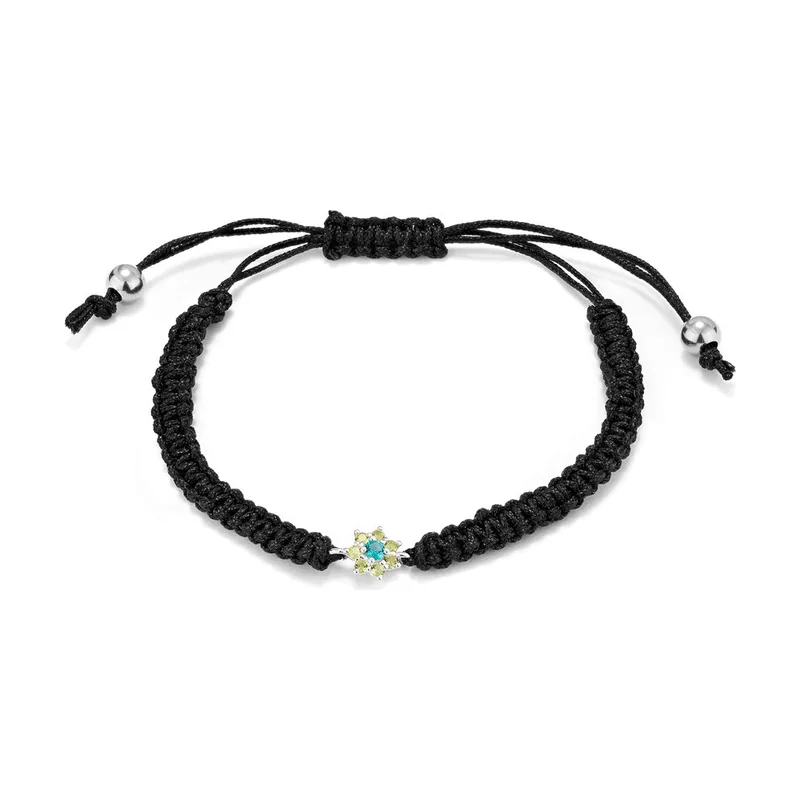 Brazalete Pulseira Macramé Pedra Azul Rosetones RY000119