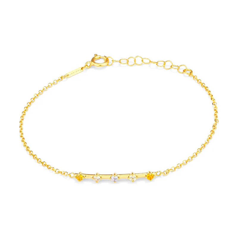 Colección Fantasy- Pulsera Gold Piedras, de Plata bañado en Oro de 24 Quilates. Diseño Elegante y Sofisticado