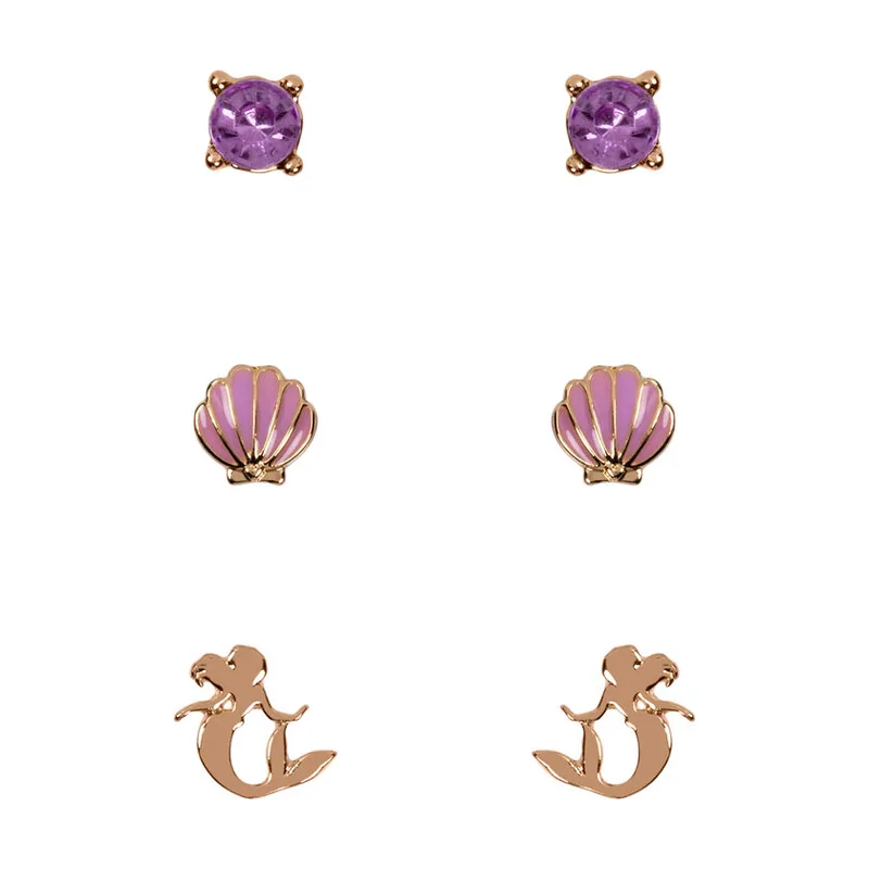 Set 3 pares de pendientes la sirenita disney