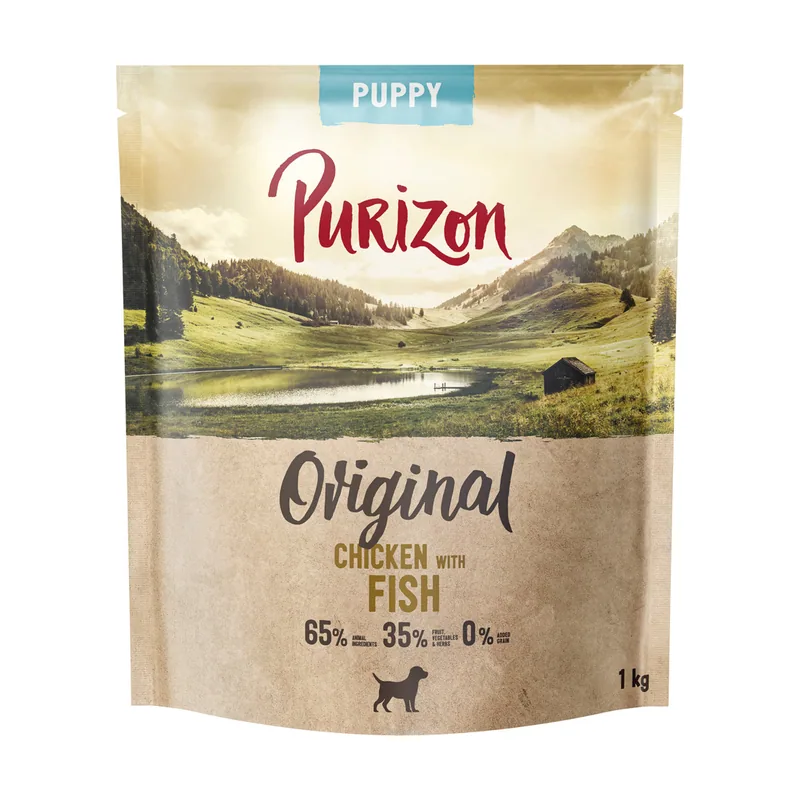 Puppy pollo con pescado