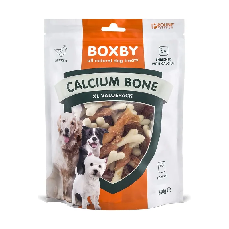 Snacks en forma de hueso con calcio