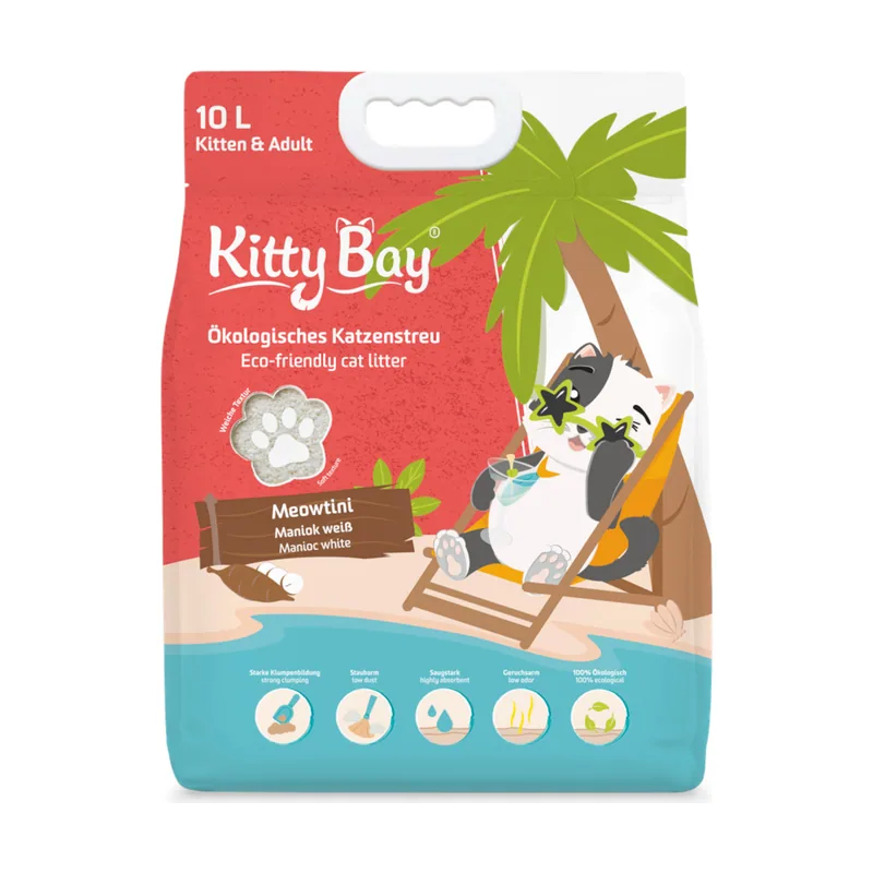 Arena ecológica Meowtini Yuca Blanca para gatos