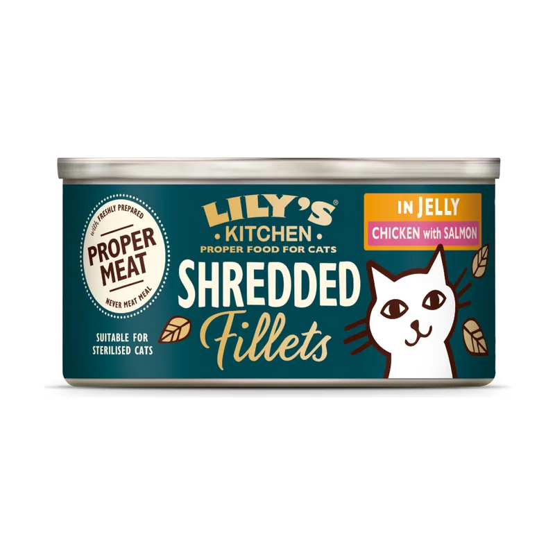 Shredded Fillets para gatos 24 x 70 g Pollo y salmón