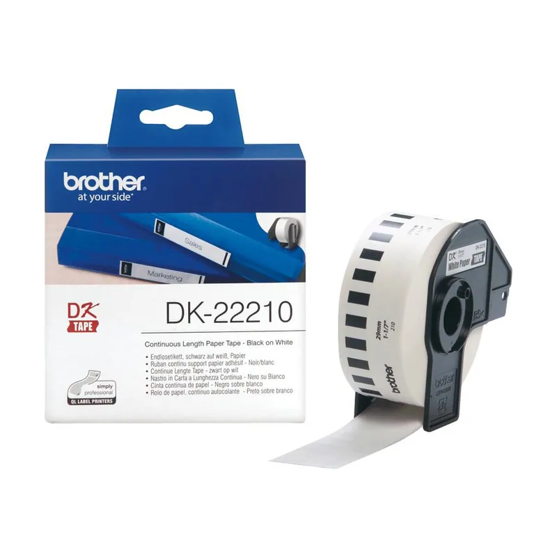 Papel Continuo para Impresoras DK-22210 Blanco 29 mm x 30,48 m
