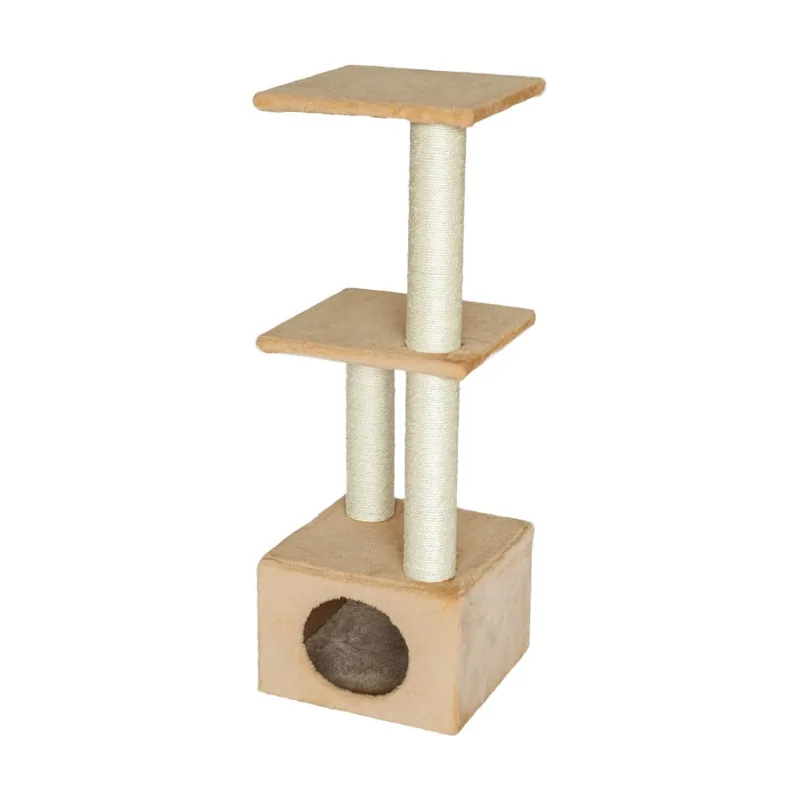 Colette DoubPost torre rascador con cama nido beige para gatos