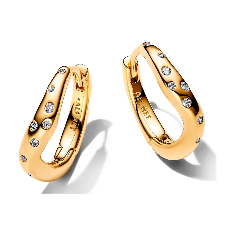 Pendientes de Aro Forma Orgánica con Gemas Engastadas 264663C01