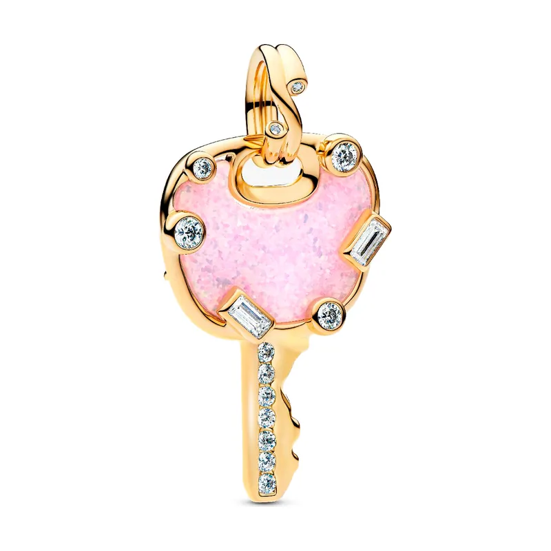 Charm Colgante Grande Llave Amor Rosa Opalescente 764349C01