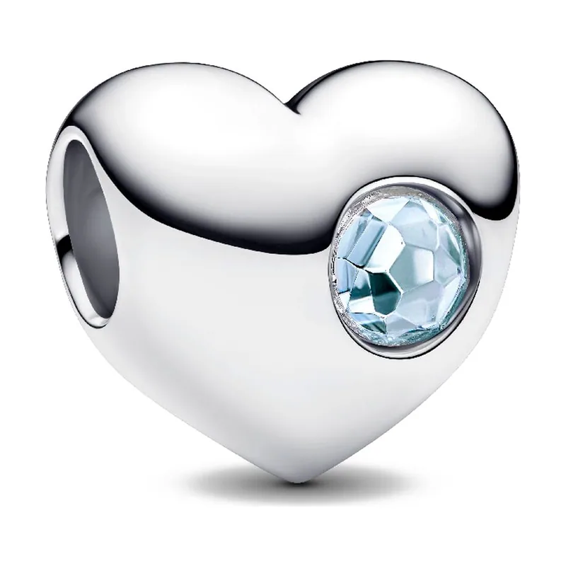 Charm Corazón Gema Azul Aguamarina 794161C03